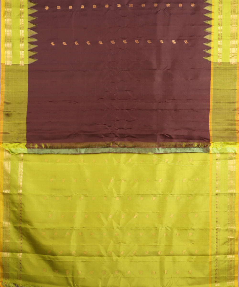 Hickory brown color handloom Gadwal Silk saree