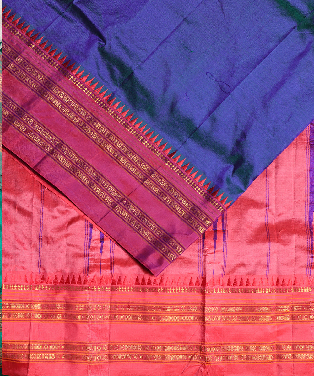 Navy blue color handloom narayanpet silk saree