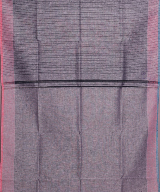 African violet color handloom linen ikat saree