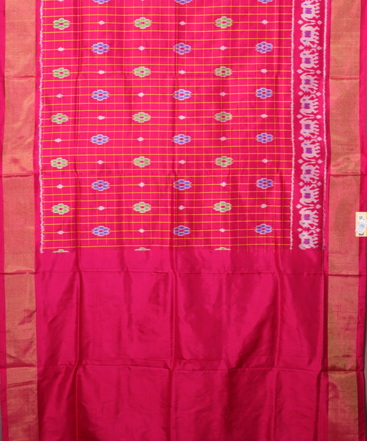Ruby pink color handloom rajkot silk saree