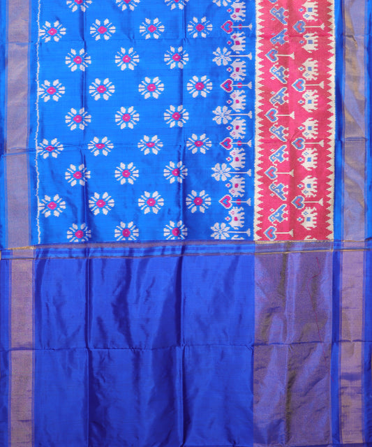 Blue color handloom rajkot silk saree