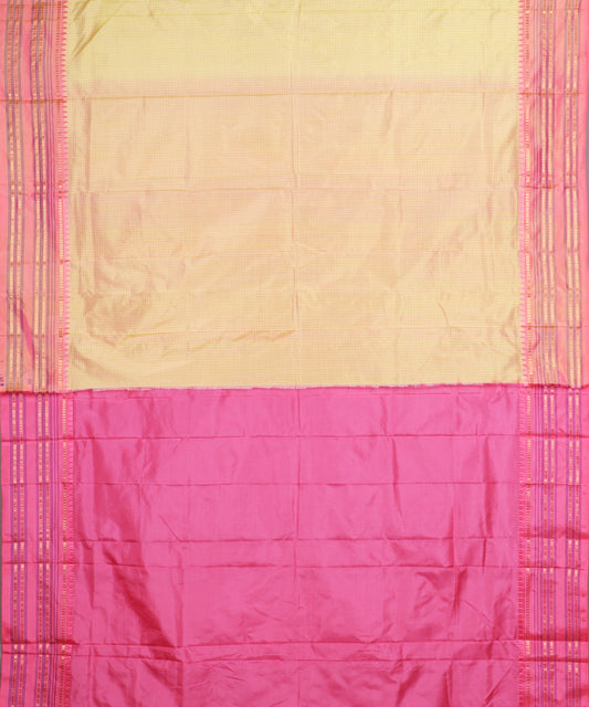 Mustard yellow striped handloom narayanpet silk saree