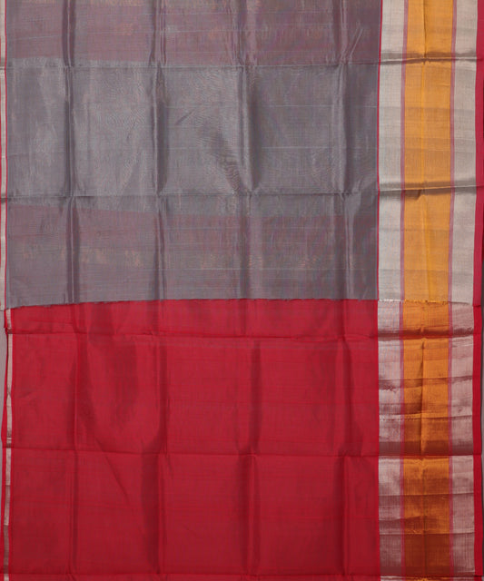 Steel gray color handloom venkatagiri sico saree