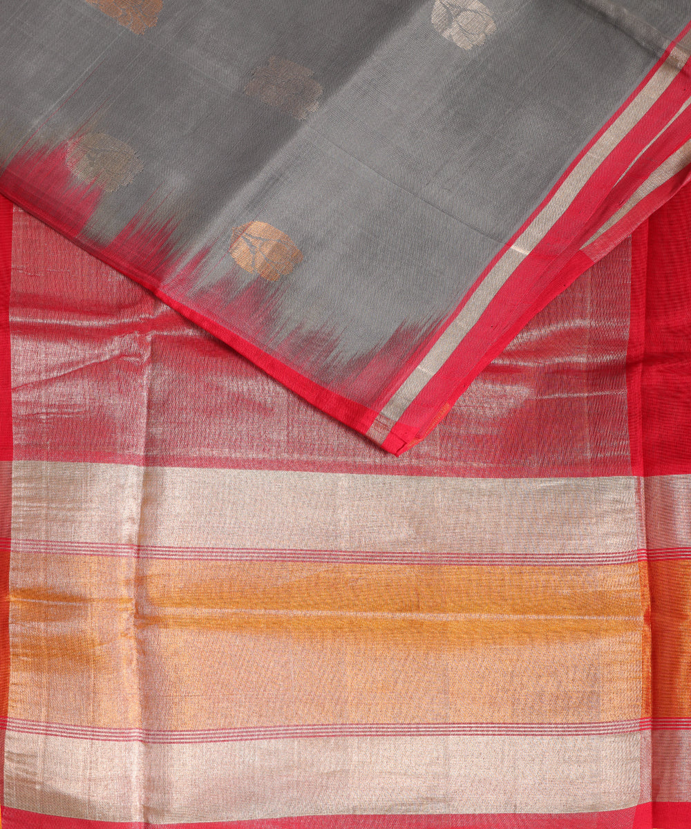 Steel gray color handloom venkatagiri sico saree