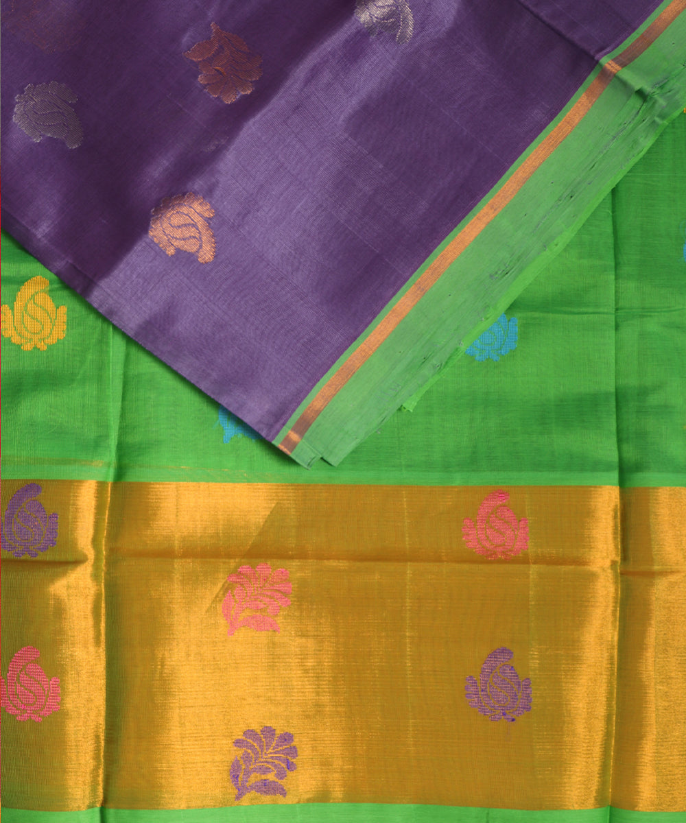 Royal violet color handloom venkatagiri sico saree