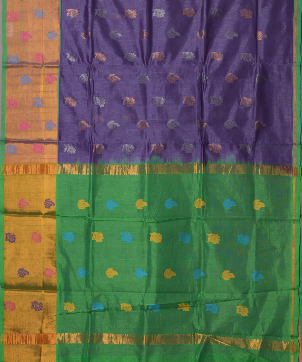 Royal violet color handloom venkatagiri sico saree