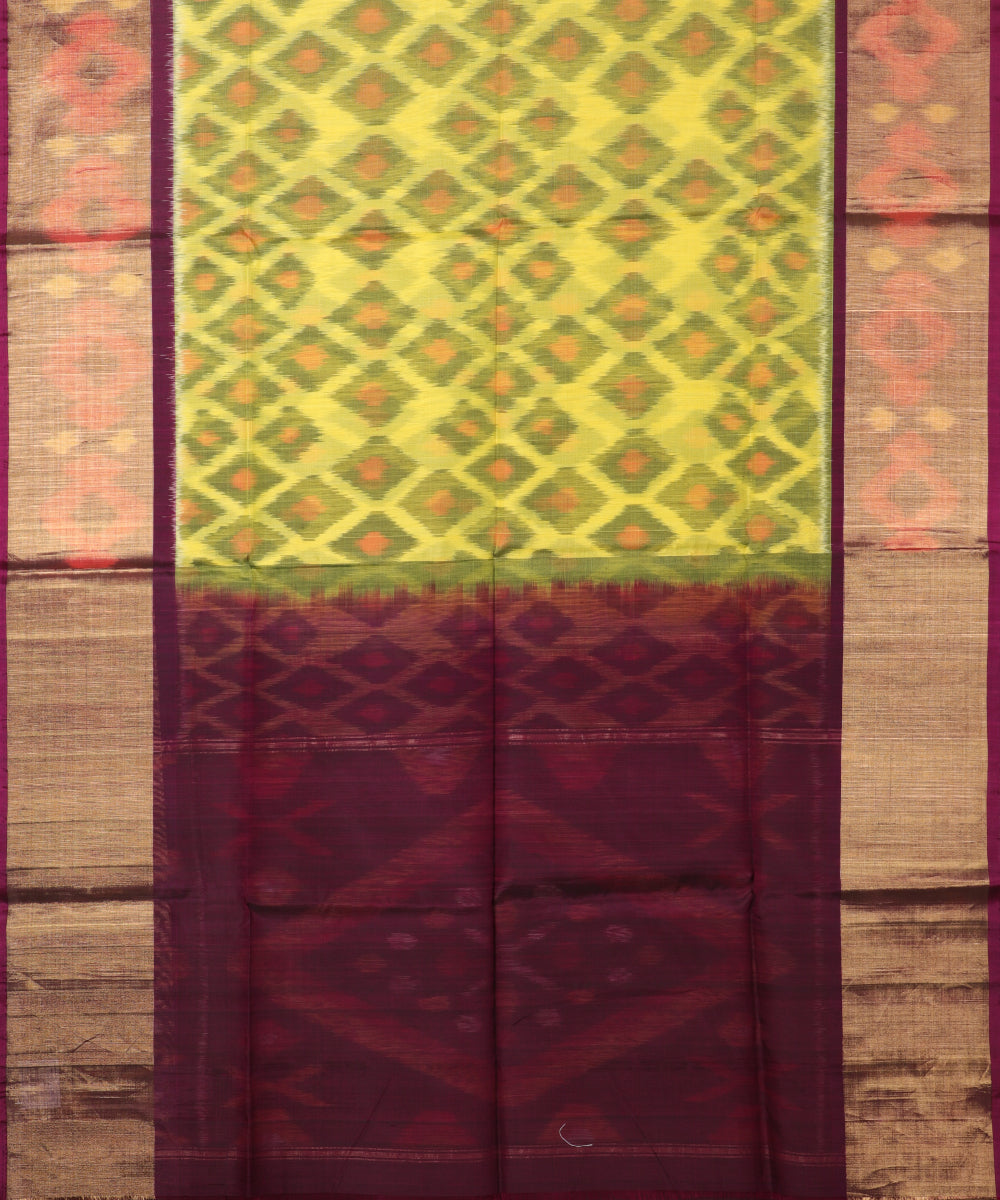 Lemon yellow color handloom pochampally sico saree