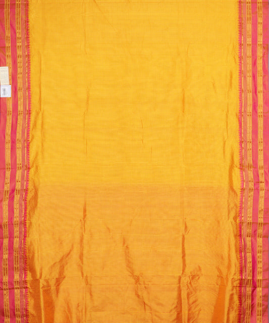Amber orange striped handloom narayanpet silk saree