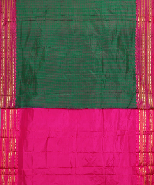 Sacramento green striped handloom narayanpet silk saree