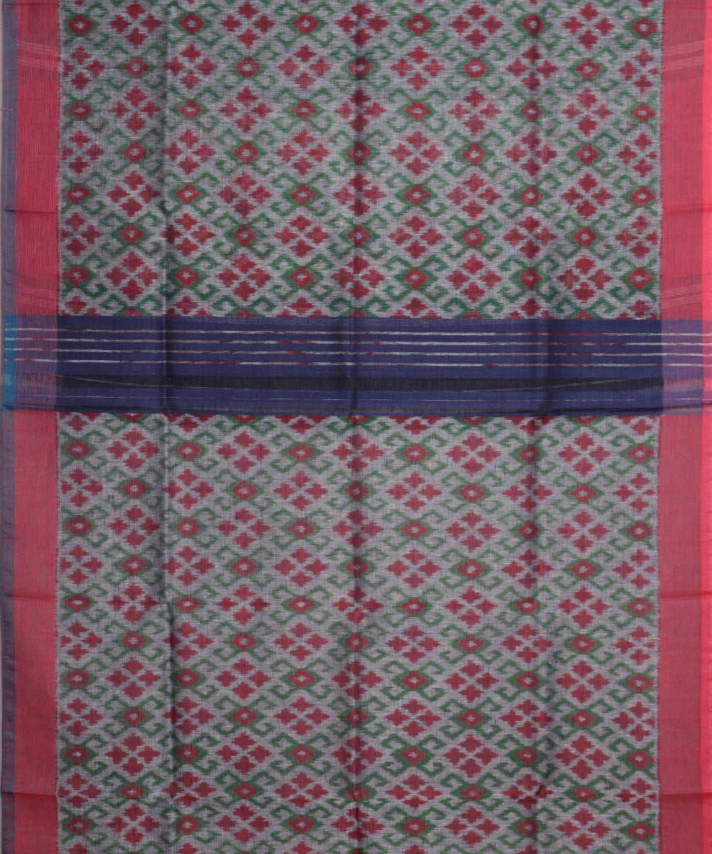 Mink gray color handloom linen ikat saree