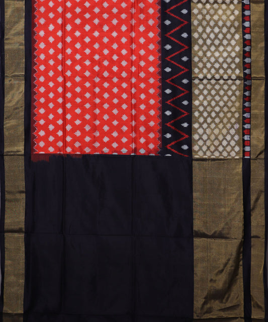 Scarlet red color handloom rajkot silk saree