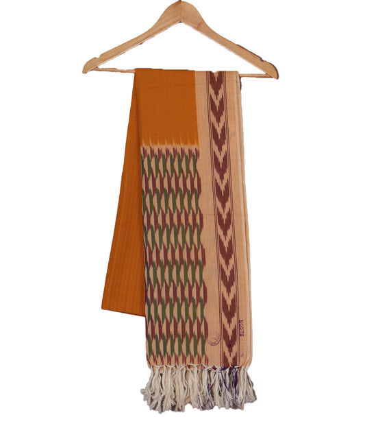 Apricot orange color handloom cotton dupatta