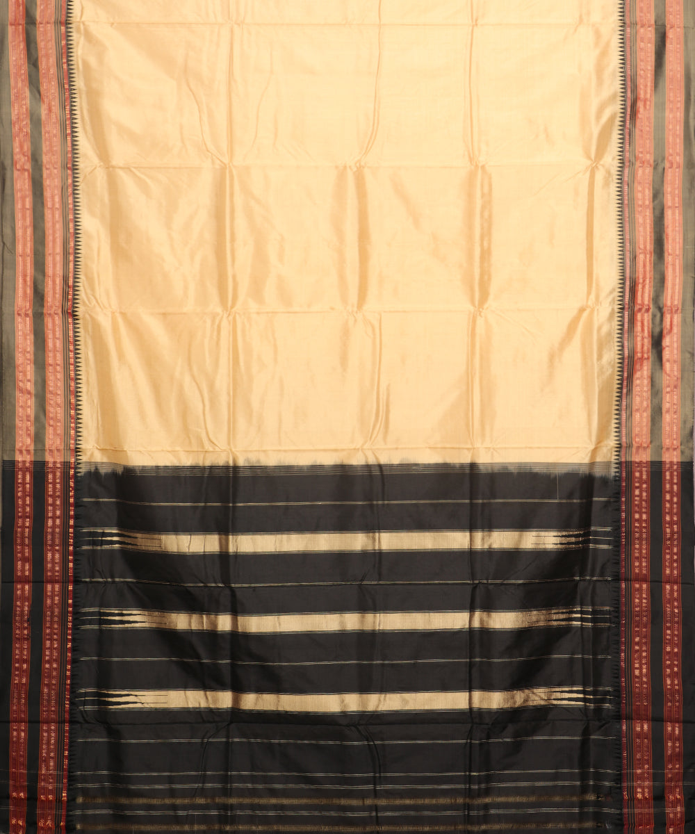Eggnog yellow color handloom Narayanpet silk saree