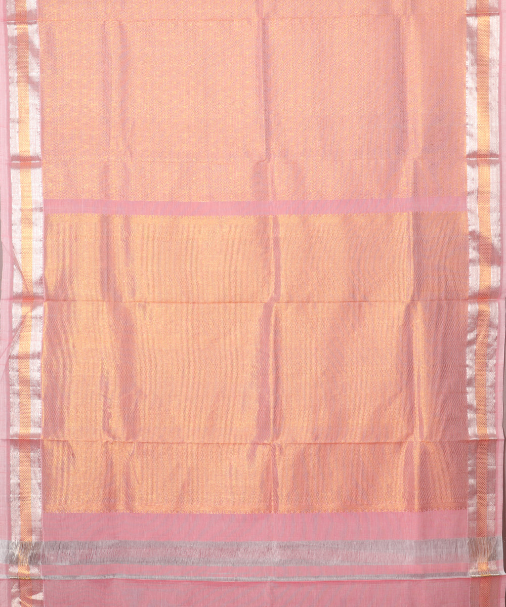 Rose pink color handloom Jacquard Kuttu cotton saree