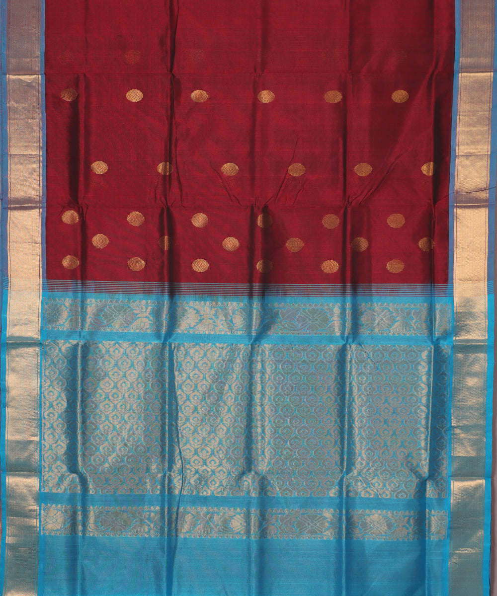 Mahogany red color handloom madhavaram sico saree