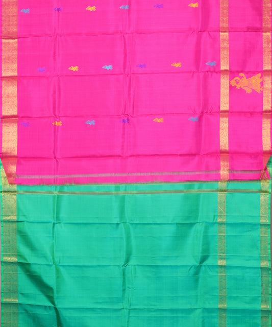Hot pink color handloom gollabhama silk saree