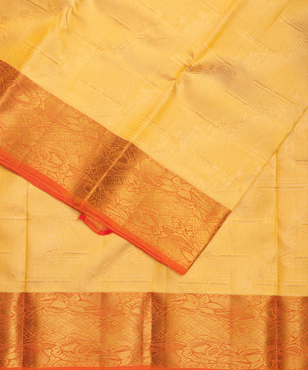 Royal yellow color handloom trilinga silk saree