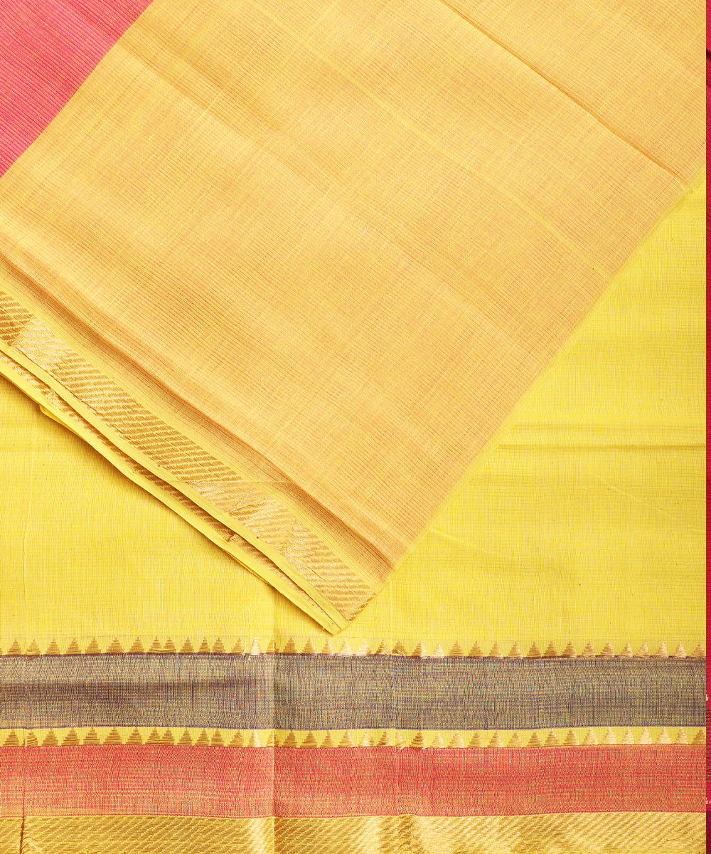 Bumblebee yellow color handloom mangalagiri cotton saree