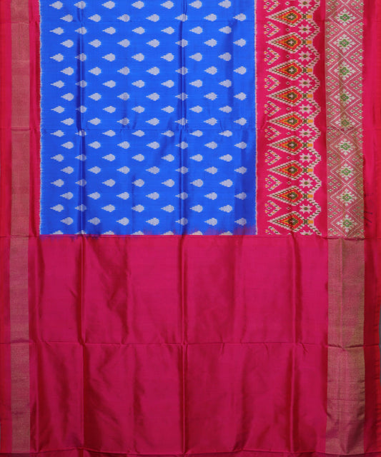 Egyptian blue color handloom rajkot silk saree