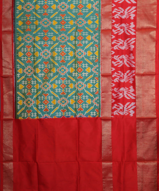 Jungle green shade color handloom rajkot silk saree