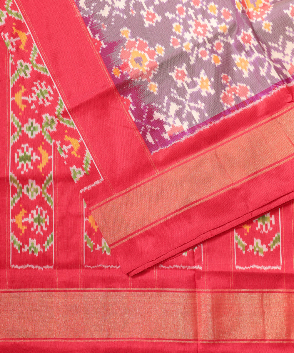 Pigeon blue color handloom rajkot silk saree