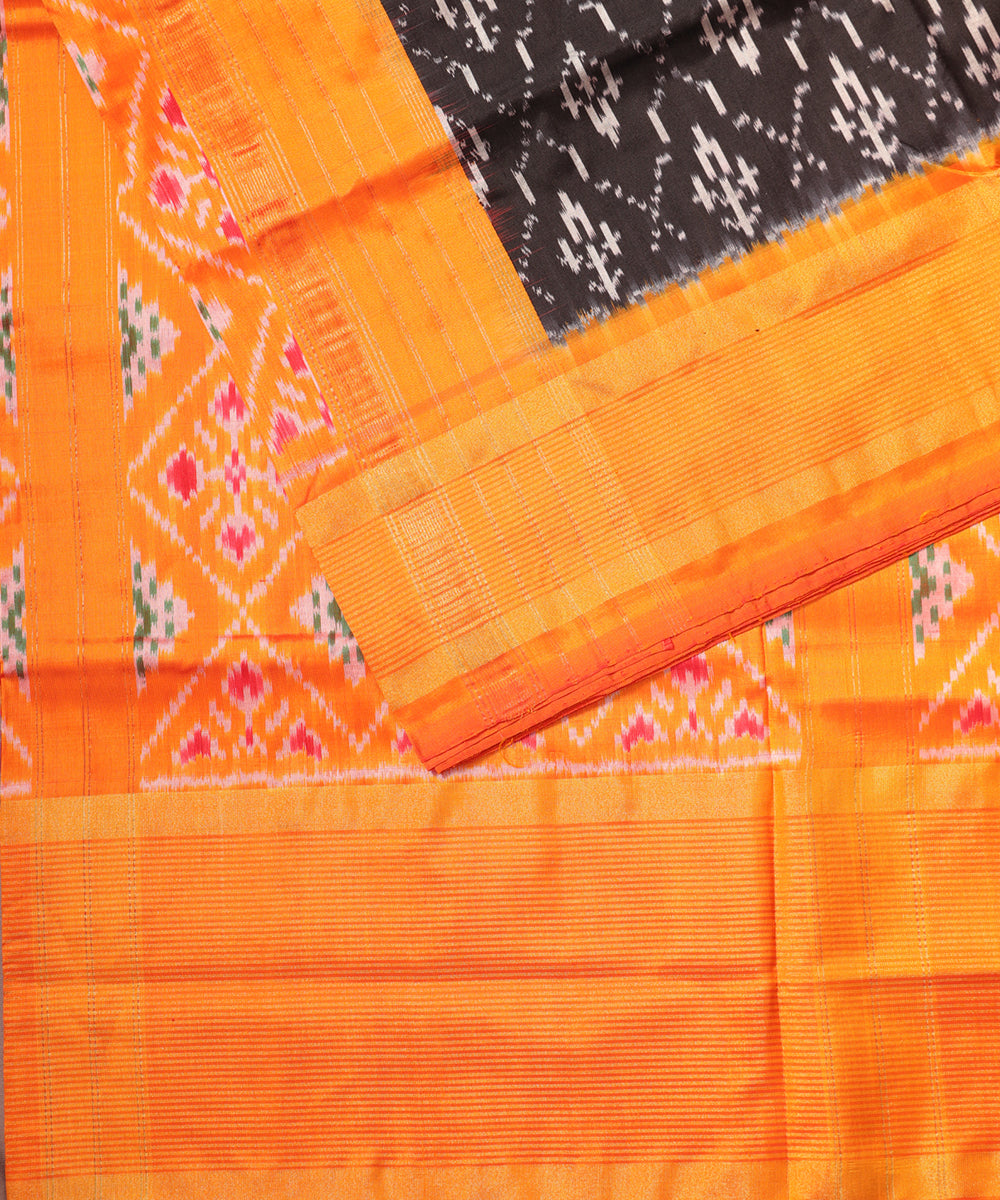 Black color handloom rajkot silk saree