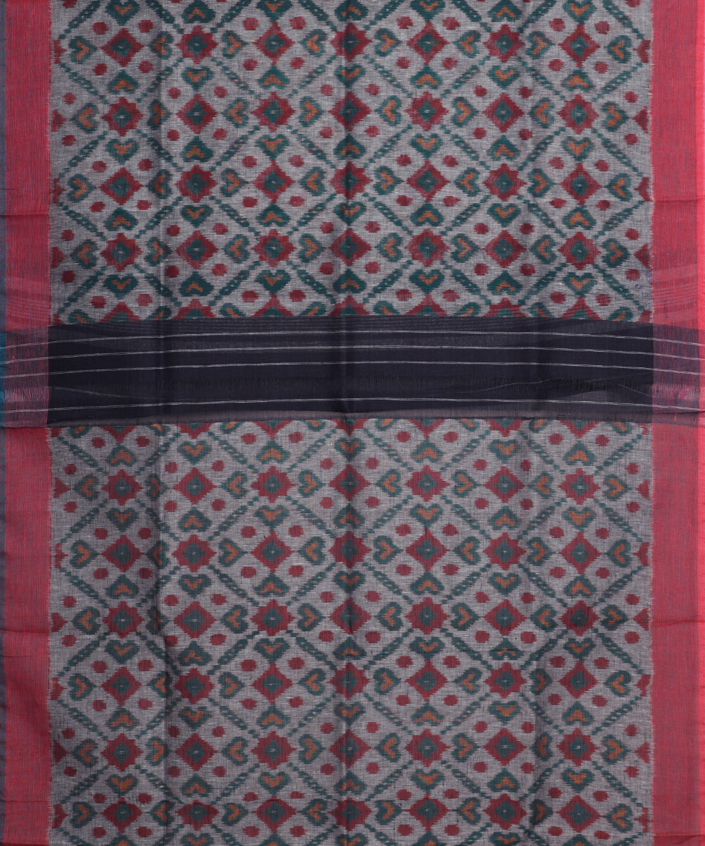 Ash gray color handloom linen ikat saree