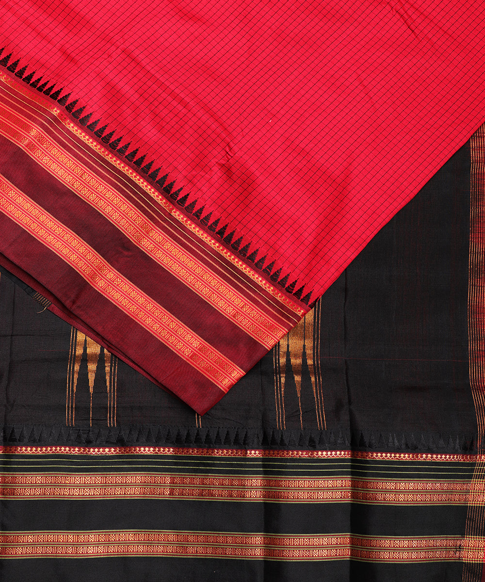 Red color striped handloom narayanpet silk saree