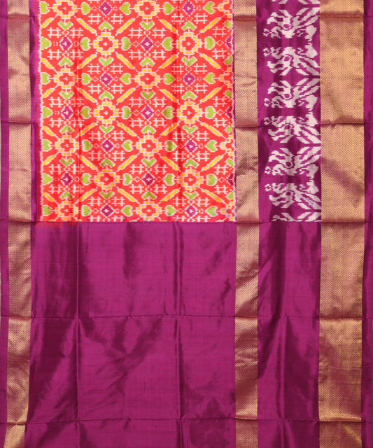 Ferrari color handloom rajkot silk saree