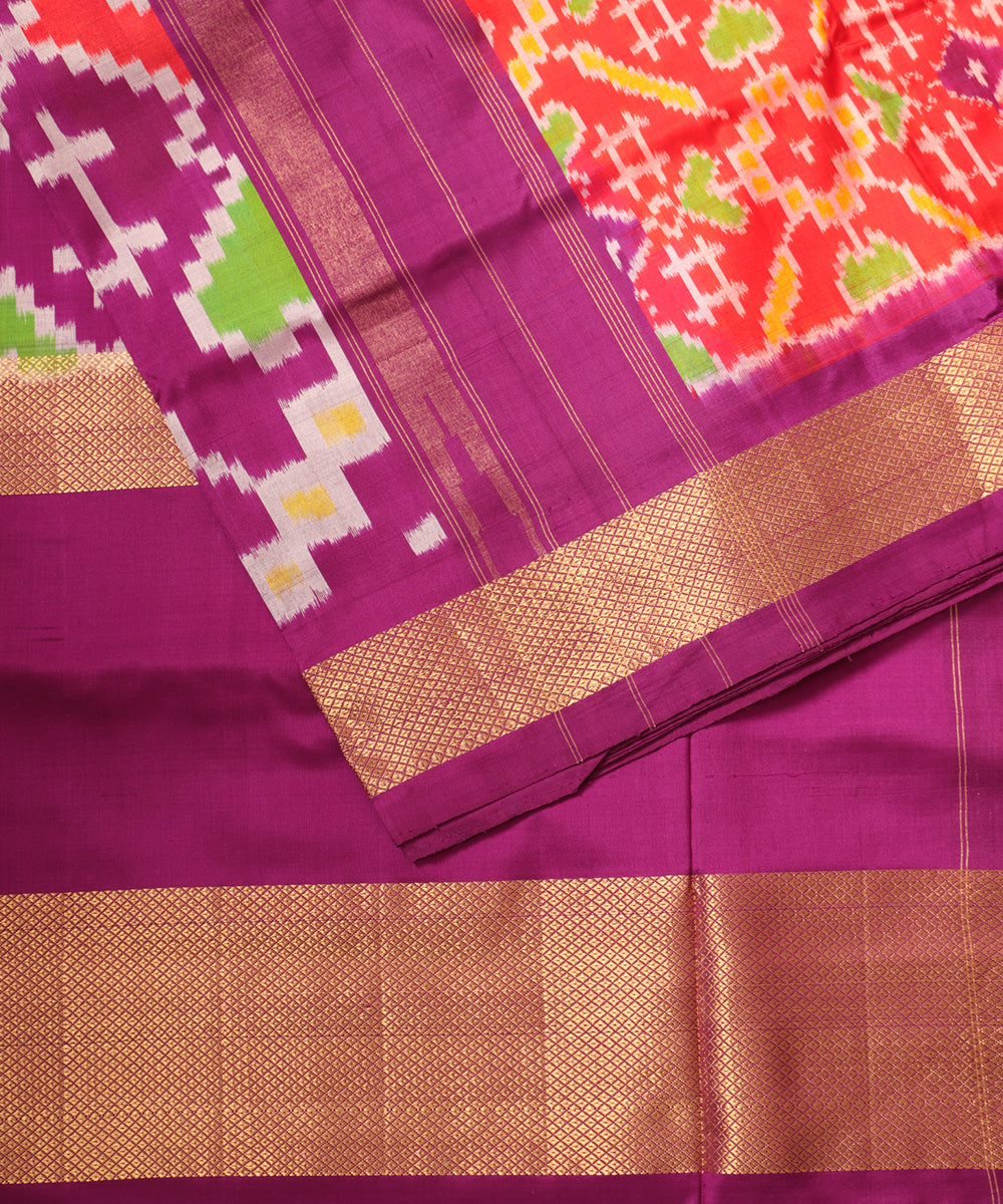 Ferrari color handloom rajkot silk saree