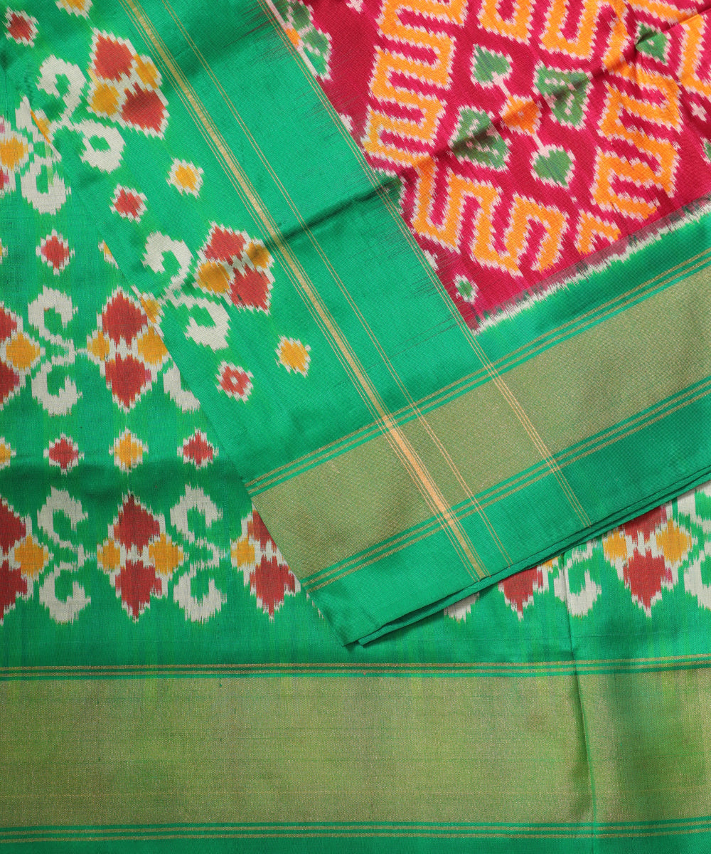 Carmine red color handloom rajkot silk saree
