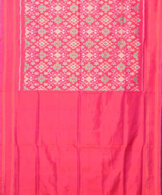 Ruby pink color handloom rajkot silk saree