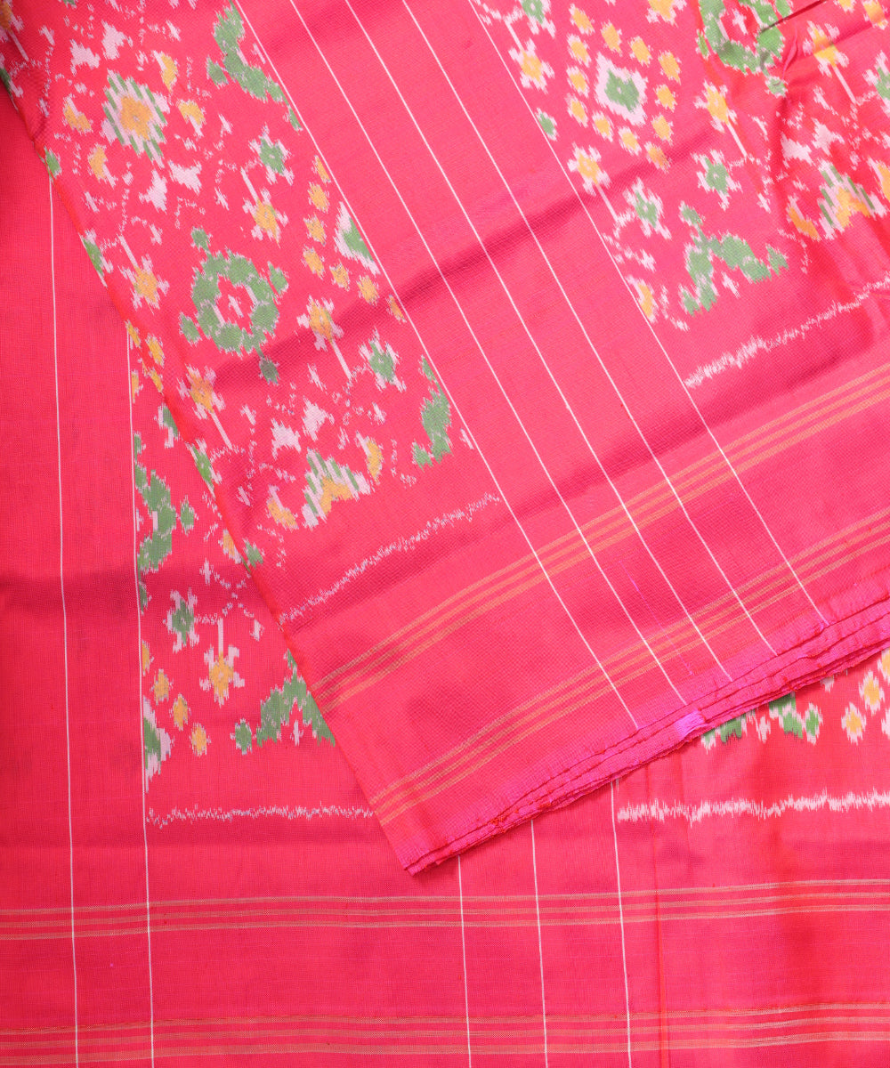 Ruby pink color handloom rajkot silk saree
