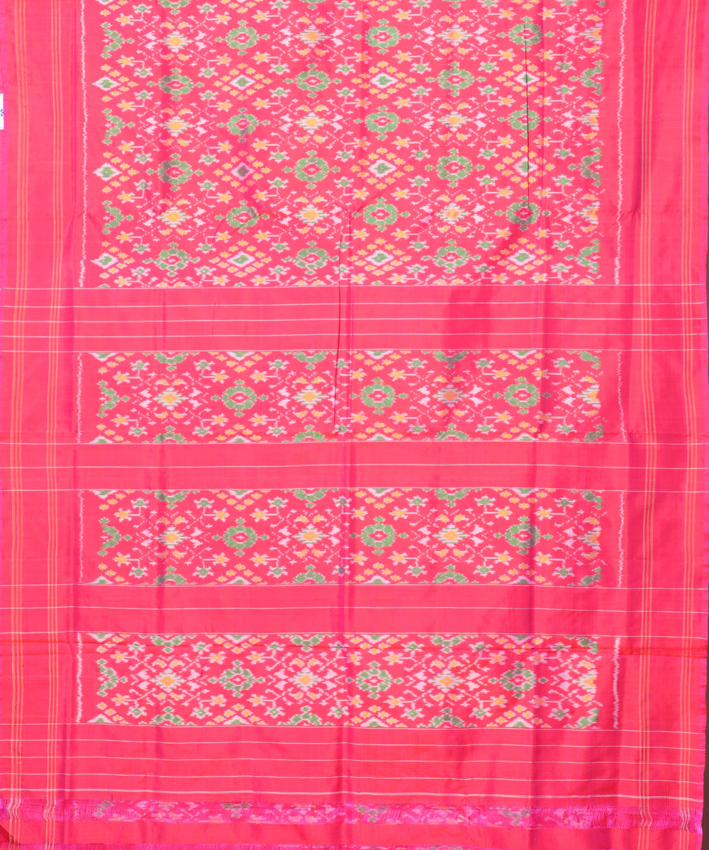 Ruby pink color handloom rajkot silk saree