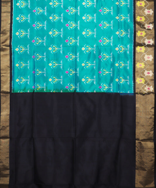 Pine green shade handloom rajkot silk saree