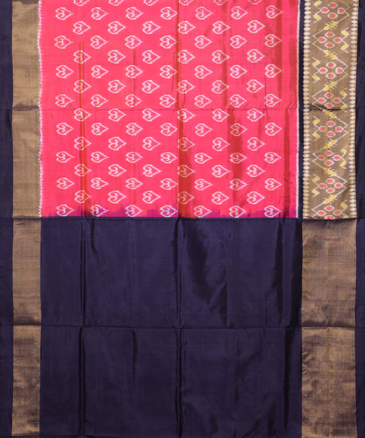 Brick pink color handloom rajkot silk saree