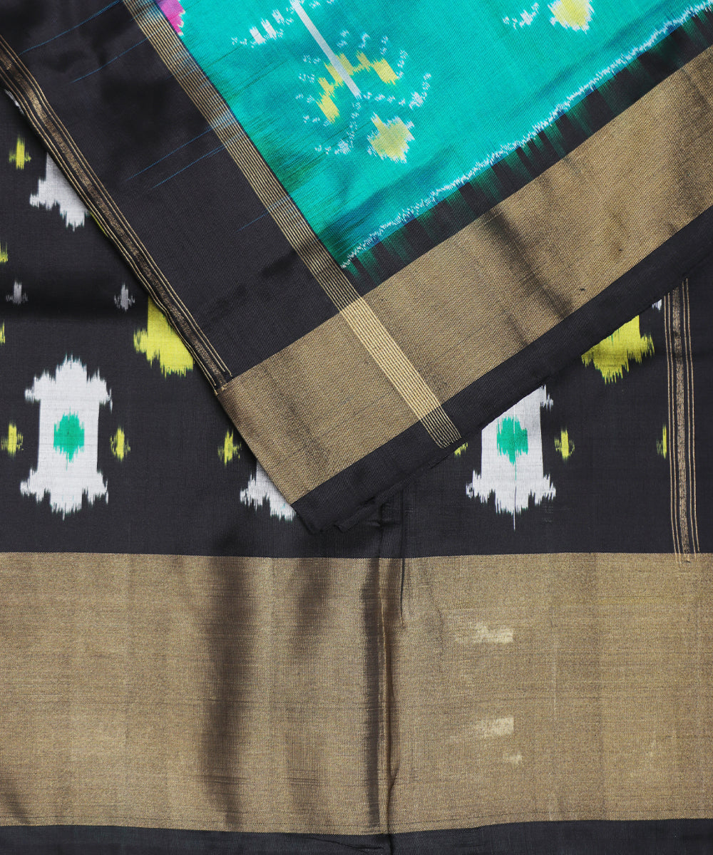 Pine green shade handloom rajkot silk saree
