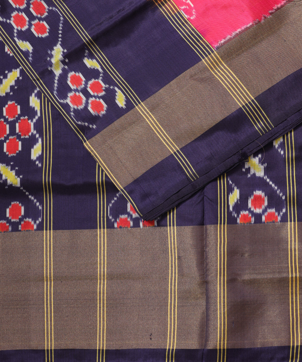 Brick pink color handloom rajkot silk saree