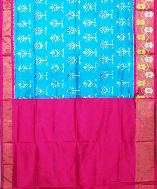 Olympic blue color handloom rajkot silk saree