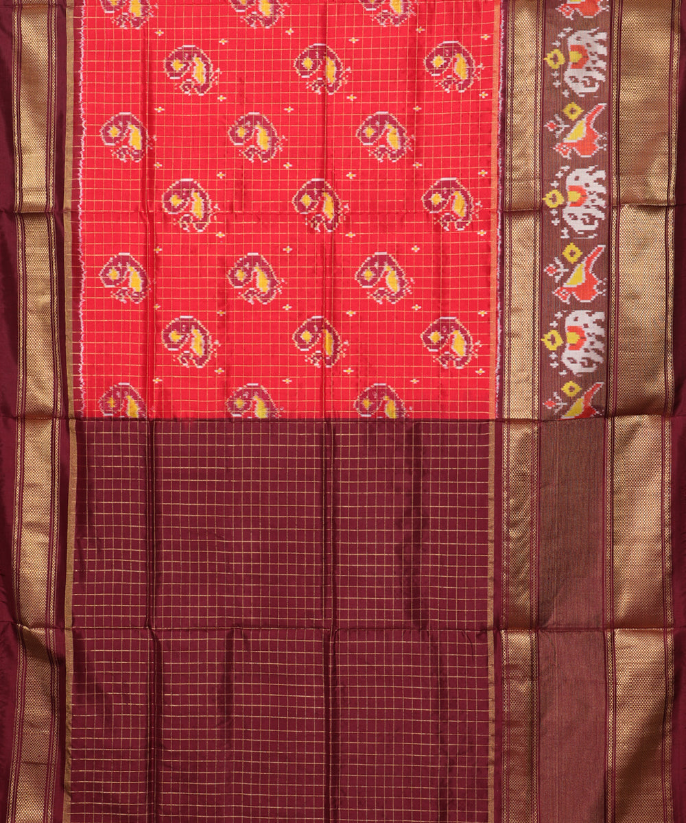 Red color handloom rajkot silk saree