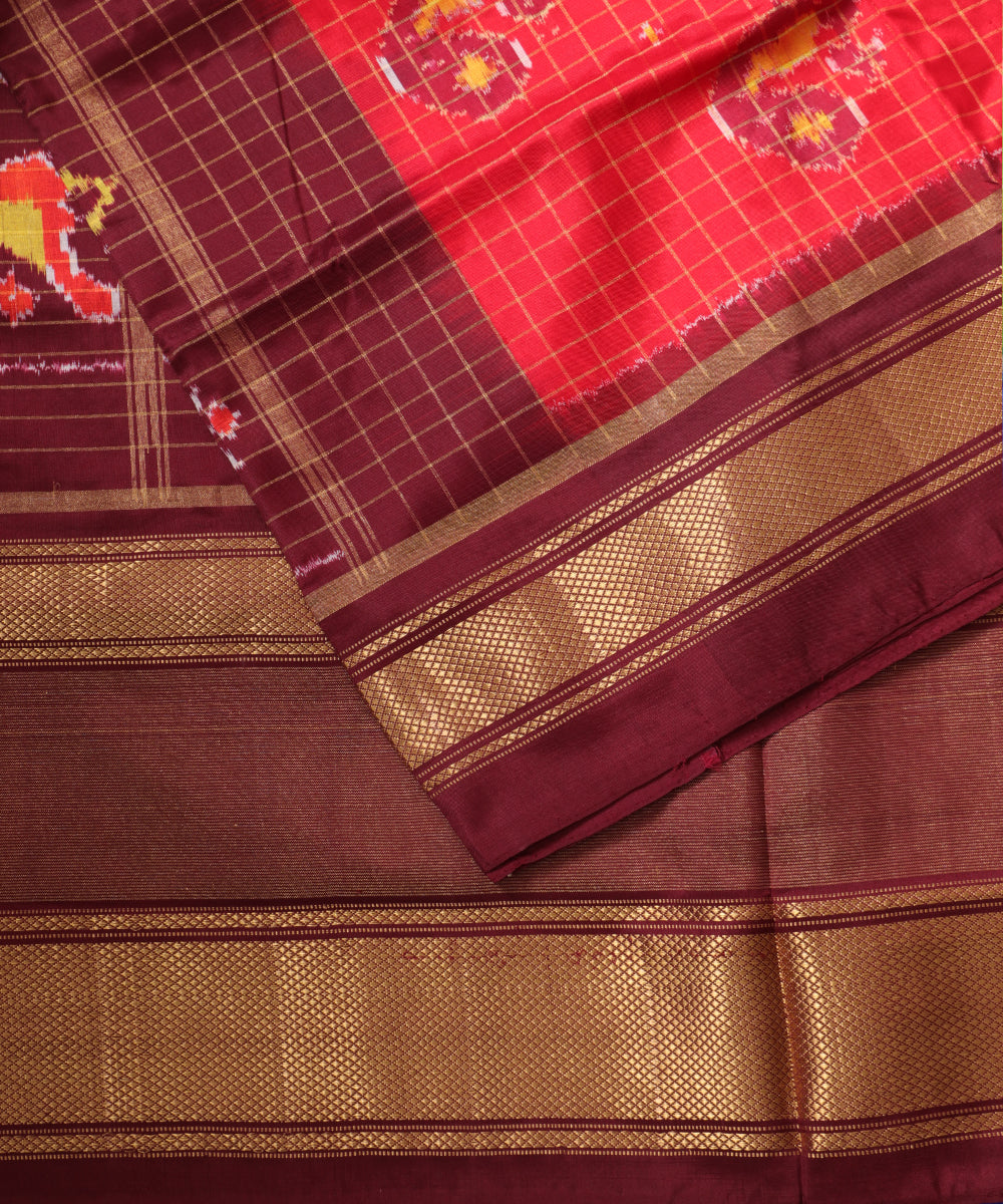 Red color handloom rajkot silk saree