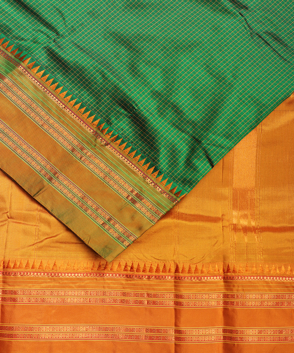 Sacramento green striped handloom narayanpet silk saree