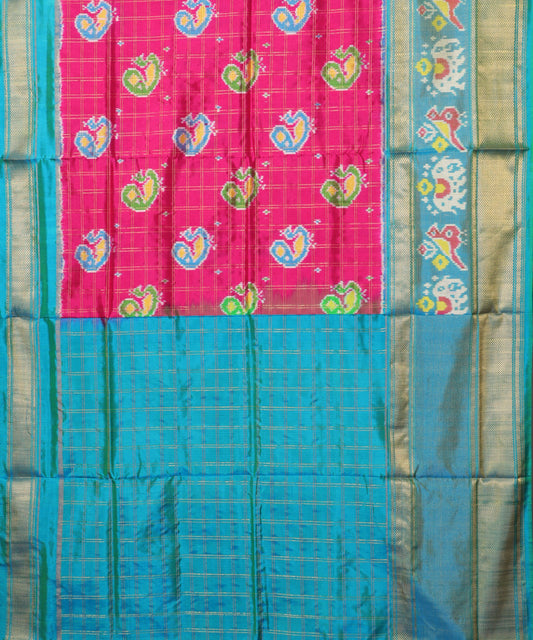 Magenta pink color handloom rajkot silk saree
