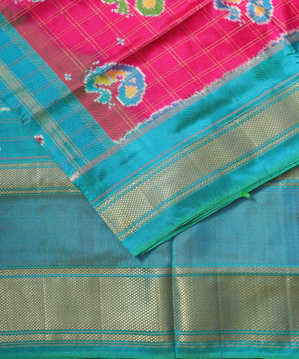 Magenta pink color handloom rajkot silk saree