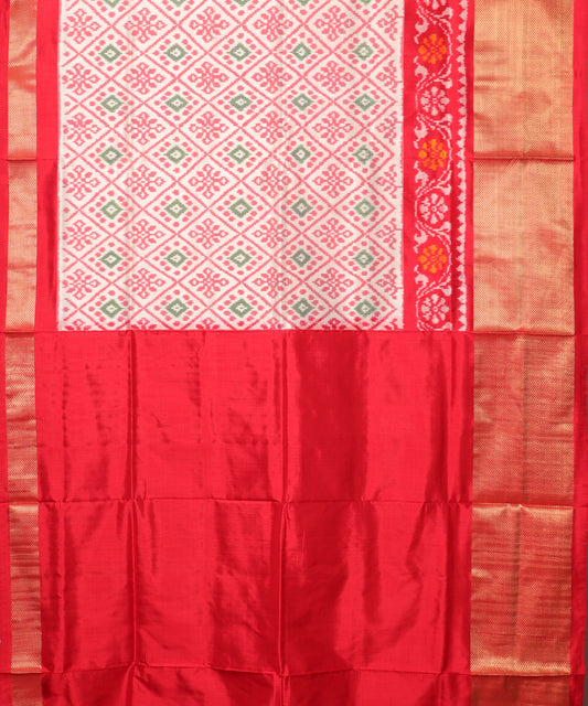 Cream color handloom rajkot silk saree