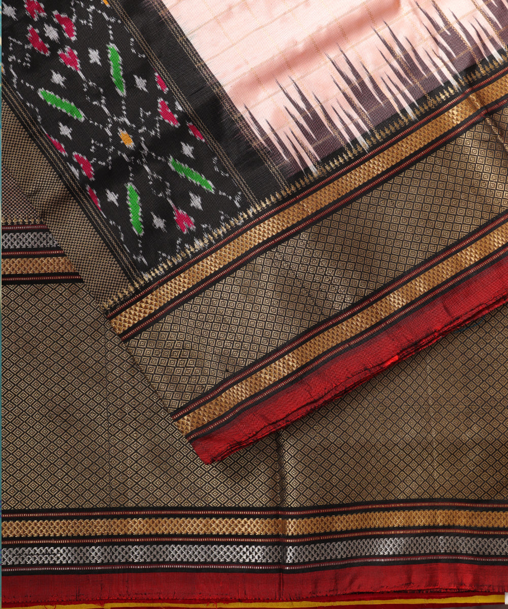 Salmon color handloom rajkot silk saree