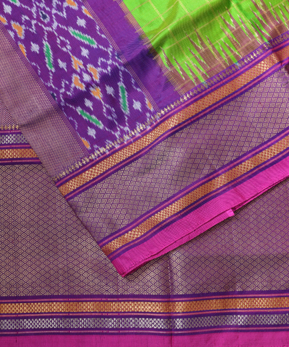 Kelly green color handloom rajkot silk saree