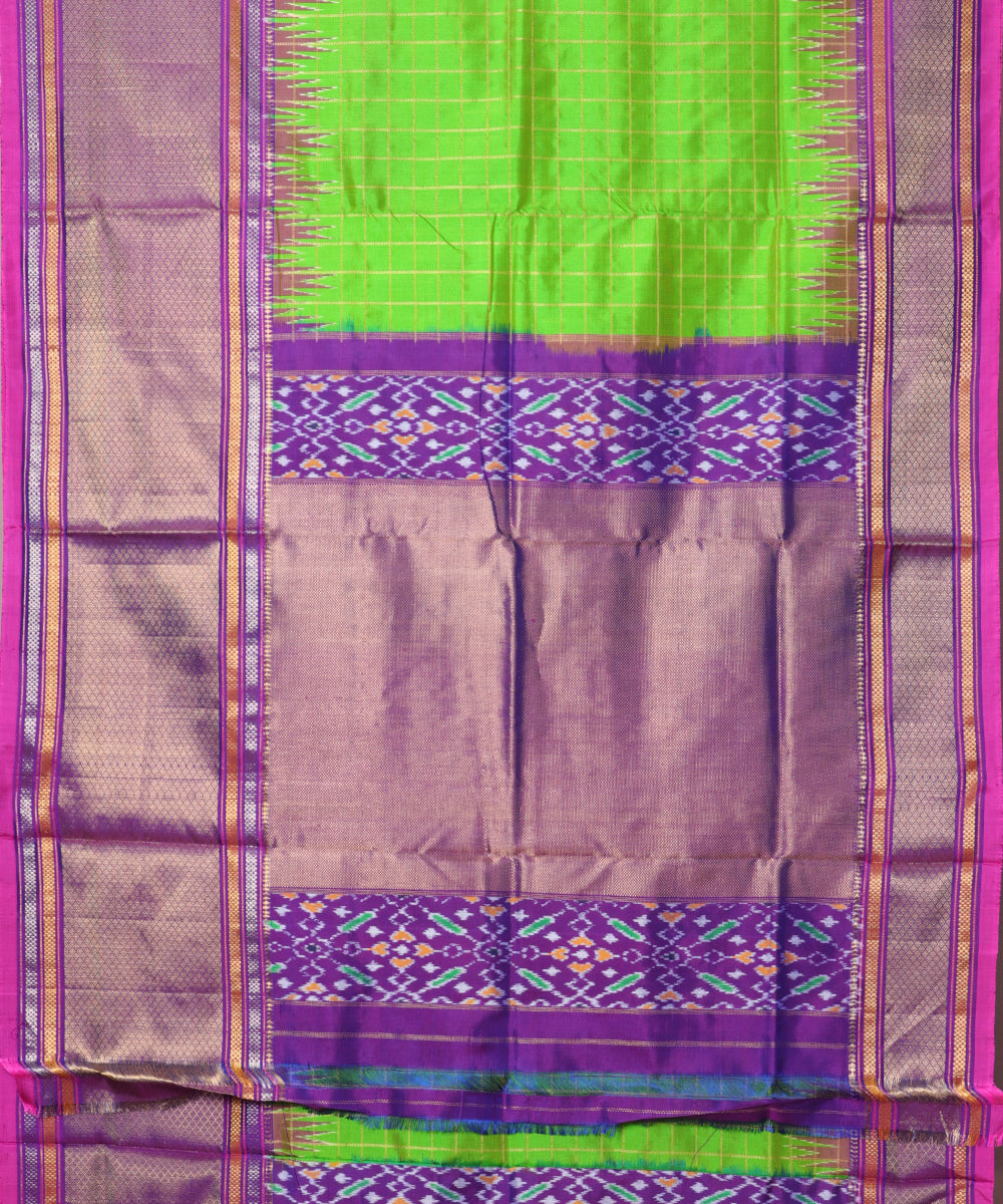 Kelly green color handloom rajkot silk saree