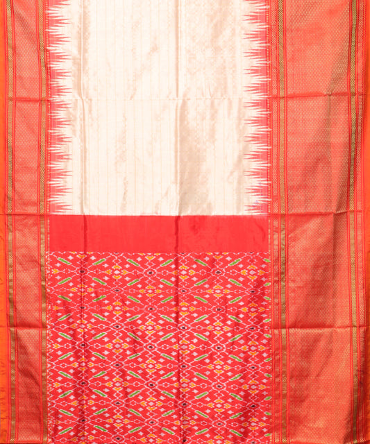 Peach color handloom rajkot silk saree