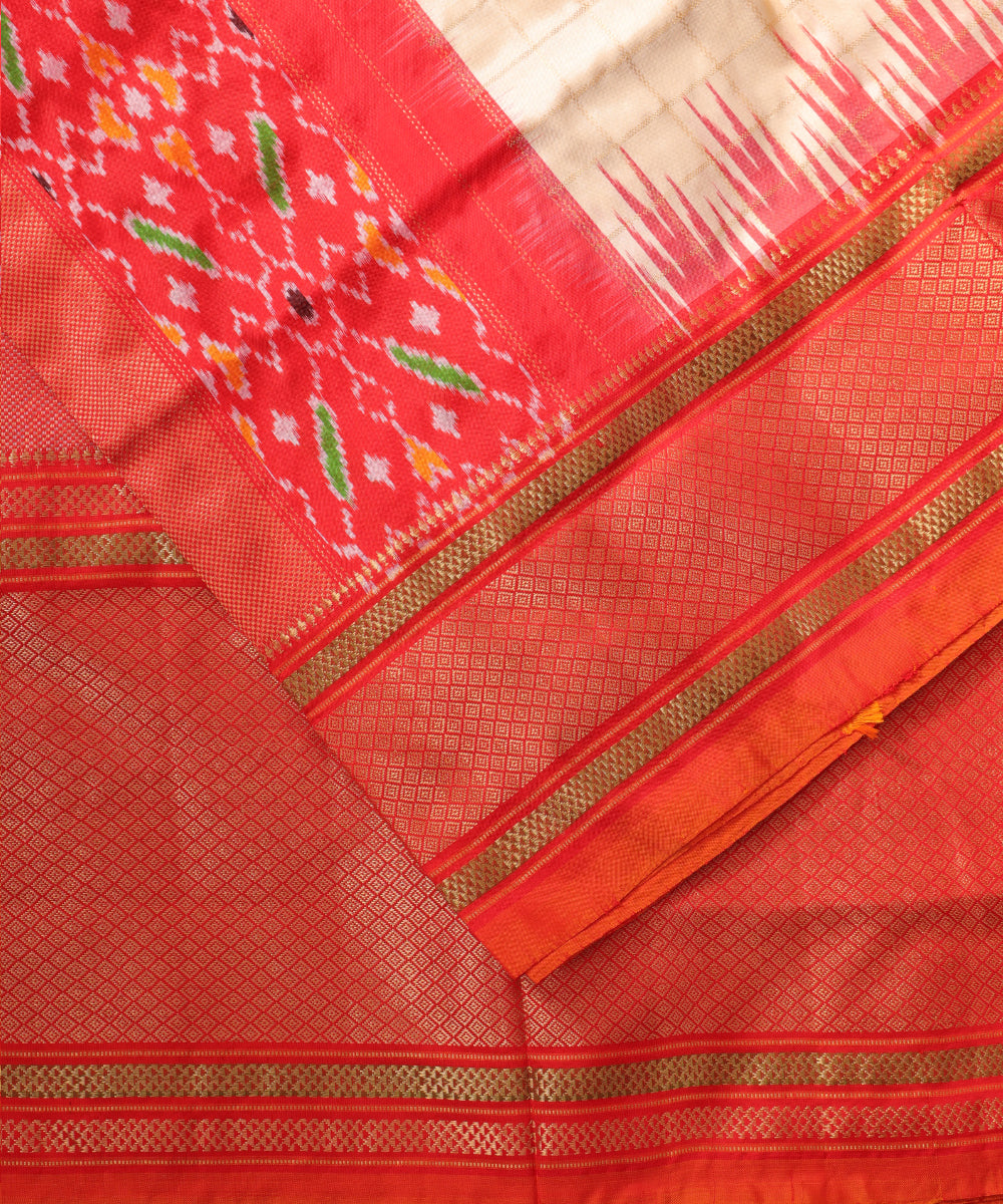Peach color handloom rajkot silk saree